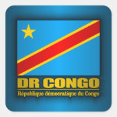 DR Congo Vlag Vierkante Sticker (Voorkant)