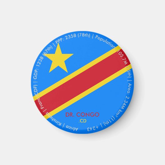 DR Congo Vlagmagneet Magneet (Voorkant)