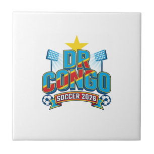 DR Congo Voetbal 2026 Voetbal Vet Land Typografie Tegeltje