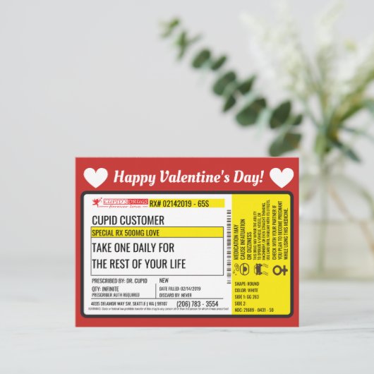 Dr Cupid's Valentijn Love Prescription Briefkaart (Staand voorkant)