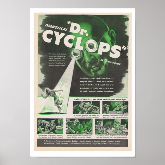 Dr. Cyclops 1940 filmreclame Poster (Voorkant)