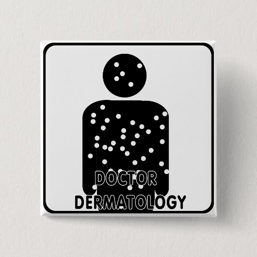 DR. DERMATOLOGY SILHOUETTE LOGO VIERKANTE BUTTON 5,1 CM (Voorkant)