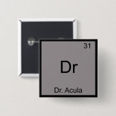 Dr - Dokter Acula Grappig Chemie Element Symbool Vierkante Button 5,1 Cm (Voorkant /achterkant)