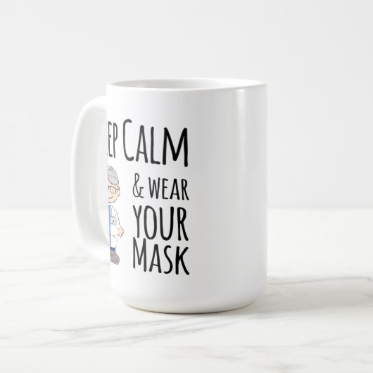 Dr. Fauci Keep Calm Draag uw masker uw handen wass Koffiemok (Voorkant links)