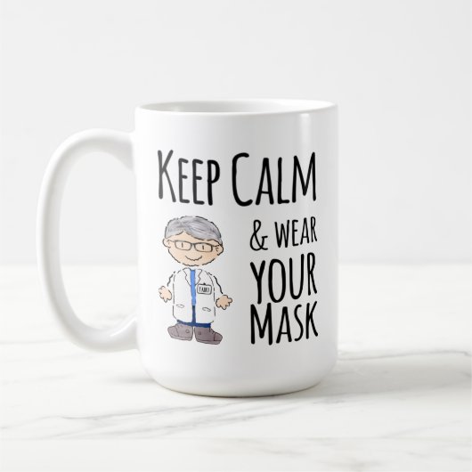 Dr. Fauci Keep Calm Draag uw masker uw handen wass Koffiemok (Links)
