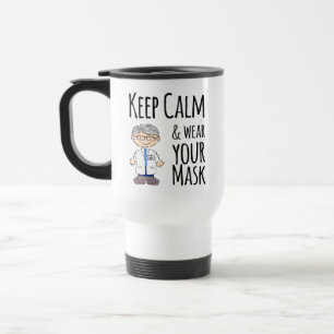 Dr. Fauci Keep Calm Draag uw masker uw handen wass Reisbeker