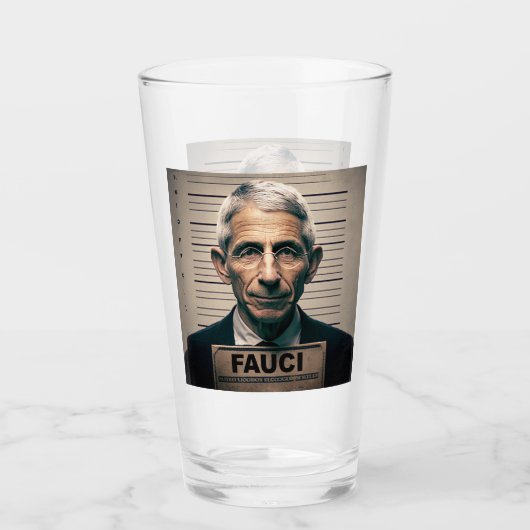 Dr. Fauci Mugshot Glas (Voorkant)