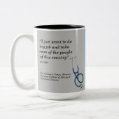 Dr. Fauci, tweezijdig ontwerp, grijs/bleek blauw, Tweekleurige Koffiemok (Links)