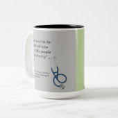 Dr. Fauci, tweezijdig ontwerp, grijs/bleek limoen Tweekleurige Koffiemok (Voorkant links)