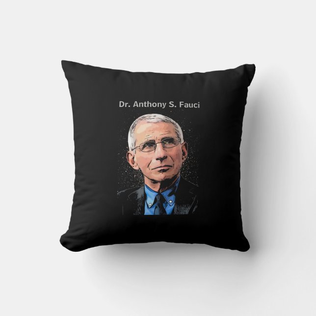 Dr. Fauci, zwart, tweezijdig ontwerp, Kussen (Voorkant)