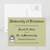 Dr. Frankenstein's diploma, briefkaart (Voorkant / Achterkant)