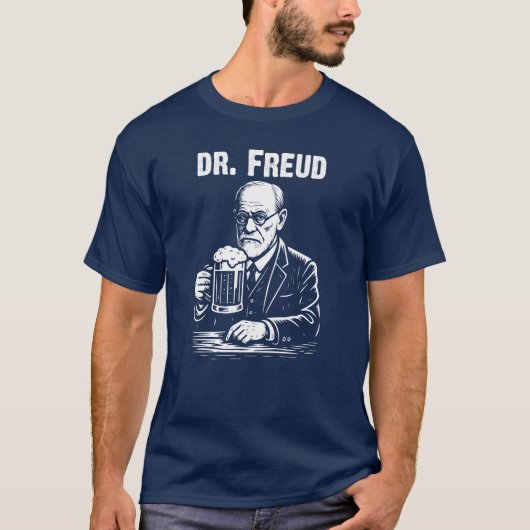 Dr. Freud met bierillustratie T-shirt (Voorkant)