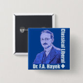 Dr. Friedrich August von Hayek Vierkante Button 5,1 Cm (Voorkant /achterkant)