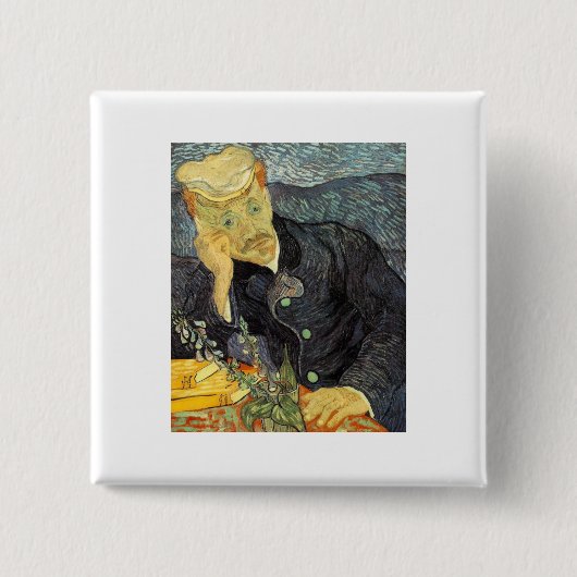 Dr. Gachet - Van Gogh - c1890 Vierkante Button 5,1 Cm (Voorkant)