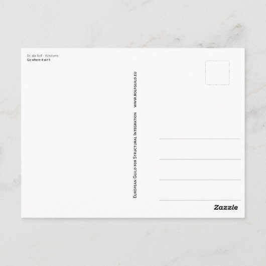 Dr. Ida Rolf - Ga waar het geen Briefkaart is (Achterkant)