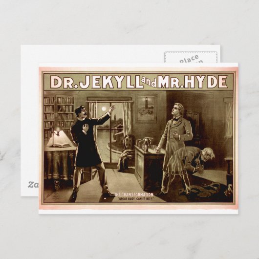 Dr. Jekyll en de heer Hyde Illustratie 1880 Briefkaart (Voorkant / Achterkant)
