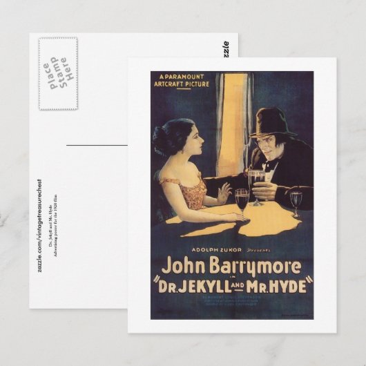 Dr. Jekyll en de heer Hyde Silent Horror Movie Briefkaart (Voorkant / Achterkant)