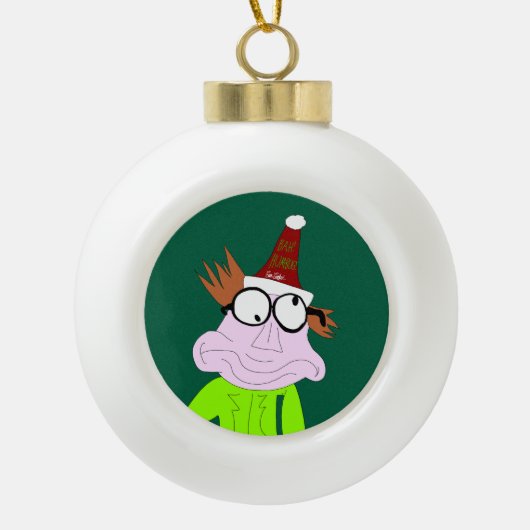 Dr. LeBrick Bah Humbug kerstmis Keramische Bal Ornament (Voorkant)