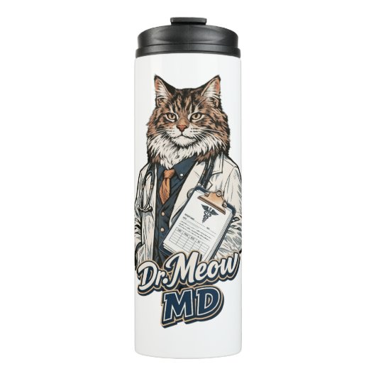 Dr. Meow MD - Grappige Kat Dokter Thermische Tumbl Thermosbeker (Voorkant)