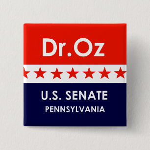 Dr. Oz US Senate Pennsylvania Vierkante Button 5,1 Cm