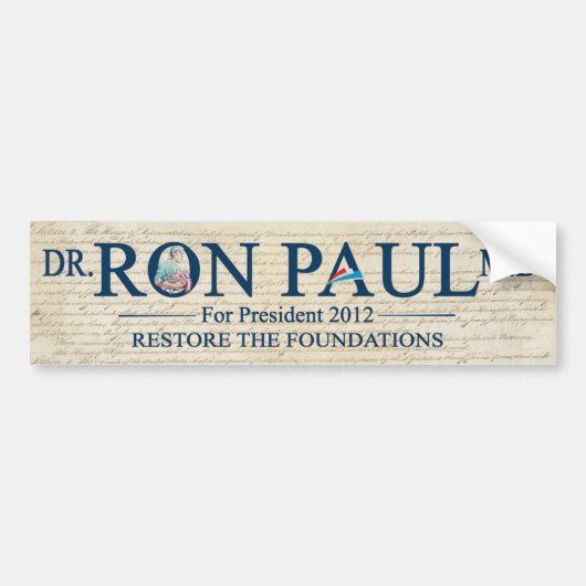 Dr. Ron Paul MD voor President 2012 Bumpersticker (Voorkant)