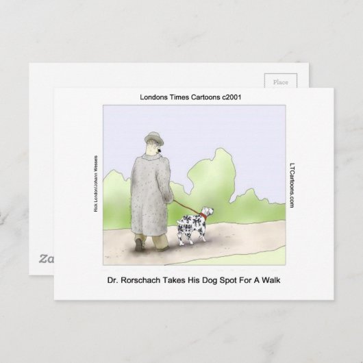 Dr. Rorschach neemt Dog Spot 4 A Walk Funny Briefkaart (Voorkant / Achterkant)