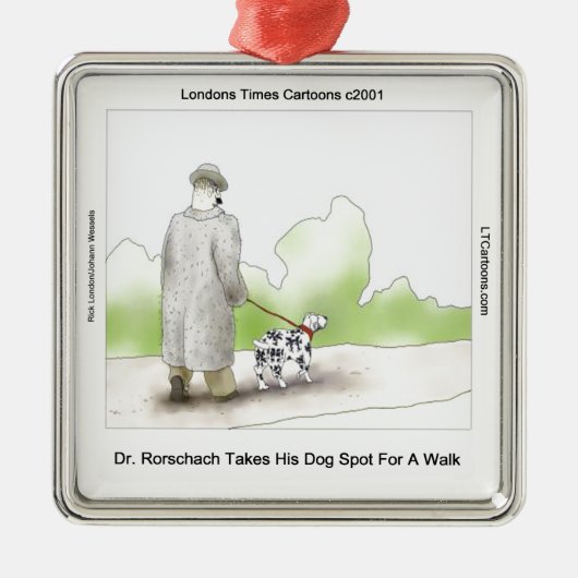 Dr. Rorschach neemt Dog Spot 4 A Walk Funny Metalen Ornament (Voorkant)