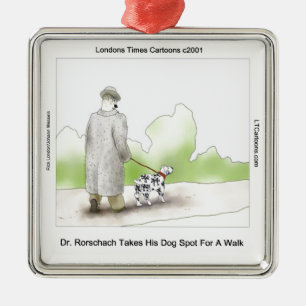 Dr Rorschach neemt hond Spot 4 mee wandelen Grappi Metalen Ornament