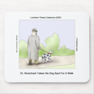 Dr Rorschach neemt hond Spot 4 mee wandelen Grappi Muismat