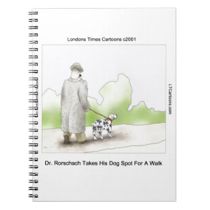 Dr Rorschach neemt hond Spot 4 mee wandelen Grappi Notitieboek