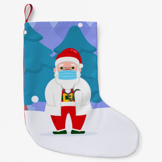 dr santa claus covid kermas gezichtsmasker kleine kerstsok (Voorkant)