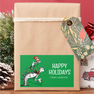 Dr. Seus   Kat in de Hoed   Kerstcadeau-etiket Rechthoekige Sticker