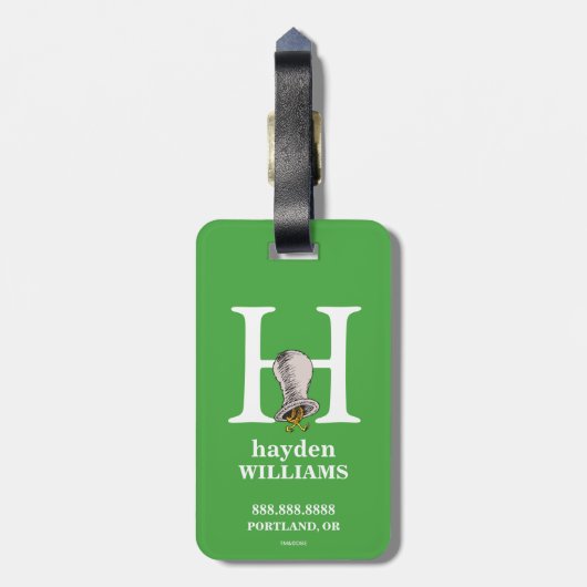 Dr. Seuss ABC: Brief H - wit| Jouw namen toevoegen Bagagelabel (Achterkant verticaal)