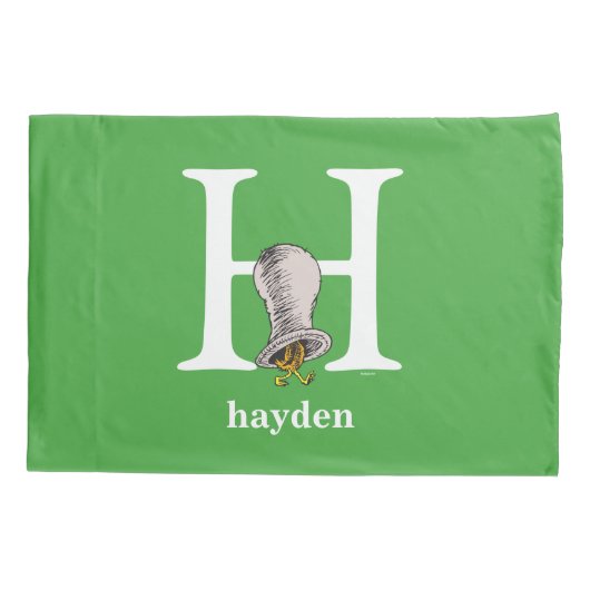 Dr. Seuss ABC: Brief H - wit| Jouw namen toevoegen Kussensloop (Achterkant)