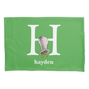 Dr. Seuss ABC: Brief H - wit  Jouw namen toevoegen Kussensloop