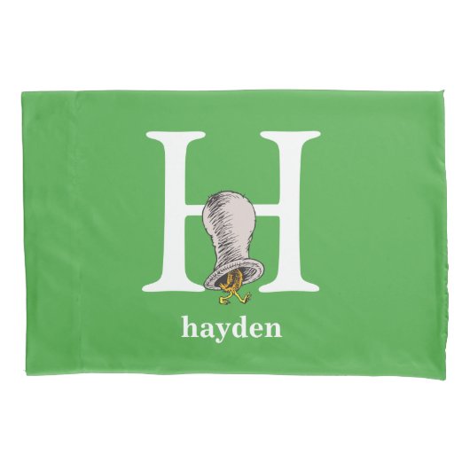 Dr. Seuss ABC: Brief H - wit| Jouw namen toevoegen Kussensloop (Voorkant)