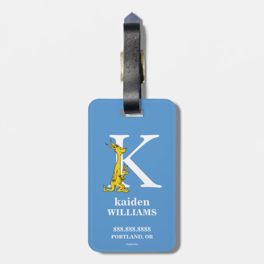 Dr. Seuss ABC: Brief K - wit| Jouw namen toevoegen Bagagelabel (Achterkant verticaal)