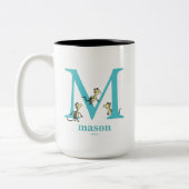 Dr. Seuss ABC: Brief M - Blauwgroen| Jouw namen to Tweekleurige Koffiemok (Links)