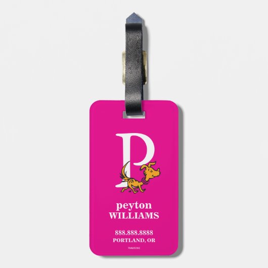 Dr. Seuss ABC: Brief P - wit| Jouw namen toevoegen Bagagelabel (Achterkant verticaal)