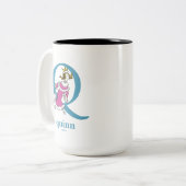 Dr. Seuss ABC: Brief Q - blauw| Jouw namen toevoeg Tweekleurige Koffiemok (Voorkant links)