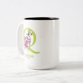 Dr. Seuss ABC: Brief Q - groen| Jouw namen toevoeg Tweekleurige Koffiemok (Voorkant links)