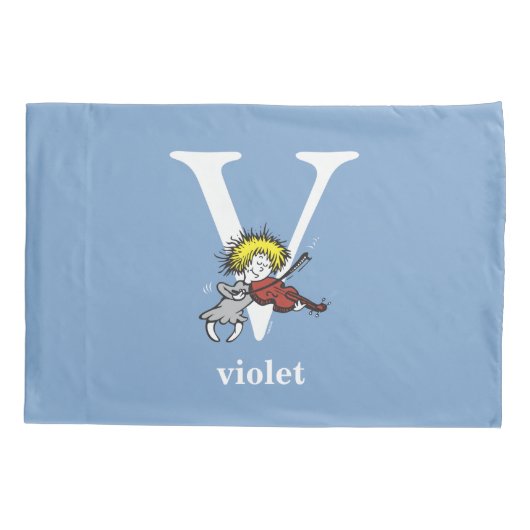 Dr. Seuss ABC: Brief V - wit| Jouw namen toevoegen Kussensloop (Achterkant)