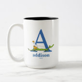 Dr. Seuss ABC: Letter A - Blue | Jouw namen toevoe Tweekleurige Koffiemok (Links)