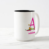 Dr. Seuss ABC: Letter A - Roze | Jouw namen toevoe Tweekleurige Koffiemok (Voorkant rechts)