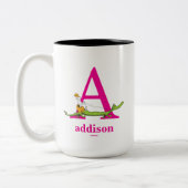 Dr. Seuss ABC: Letter A - Roze | Jouw namen toevoe Tweekleurige Koffiemok (Links)