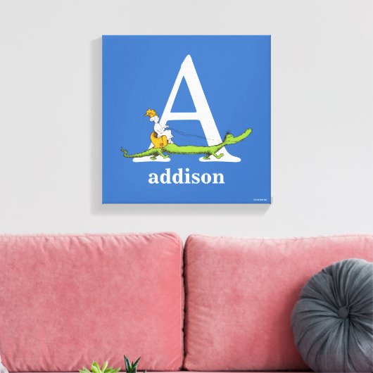 Dr. Seuss ABC: Letter A - White | Jouw namen toevo Canvas Afdruk (Insitu (Woonkamer))