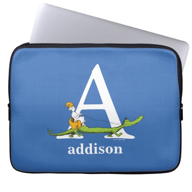 Dr. Seuss ABC: Letter A - White | Jouw namen toevo Laptop Sleeve (Voorkant)