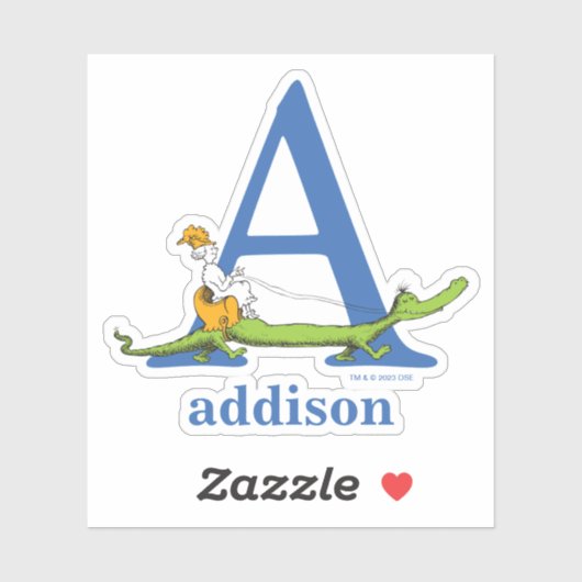 Dr. Seuss ABC: Letter A - White | Jouw namen toevo Sticker (Vel)