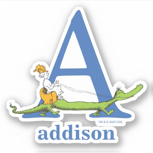 Dr. Seuss ABC: Letter A - White | Jouw namen toevo Sticker (Voorkant)