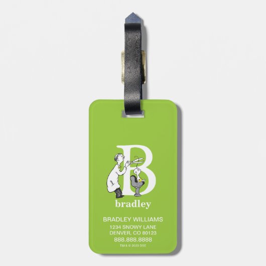 Dr. Seuss ABC: Letter B - White | Jouw namen toevo Bagagelabel (Achterkant verticaal)